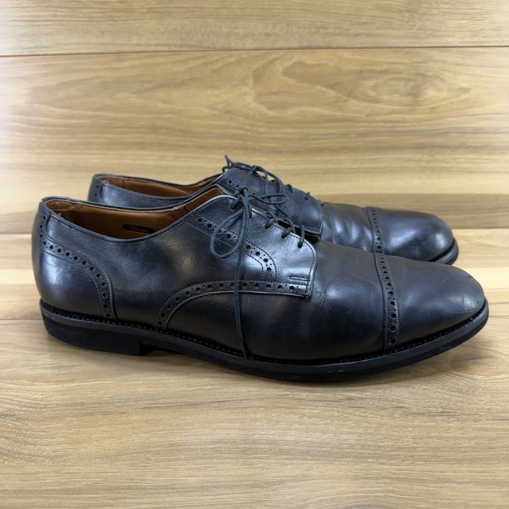 Allen Edmonds Casuals Oxfords Mens 14 D Black Leather Cap Toe Brogue Dress Shoes